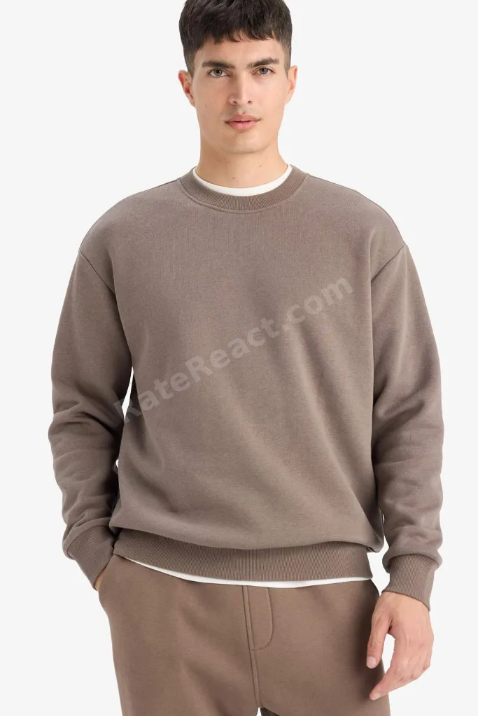 Relax Fit Bisiklet Yaka Kalın İçi Yumuşak Tüylü Basic Düz Sweatshirt T5139AZ25AU