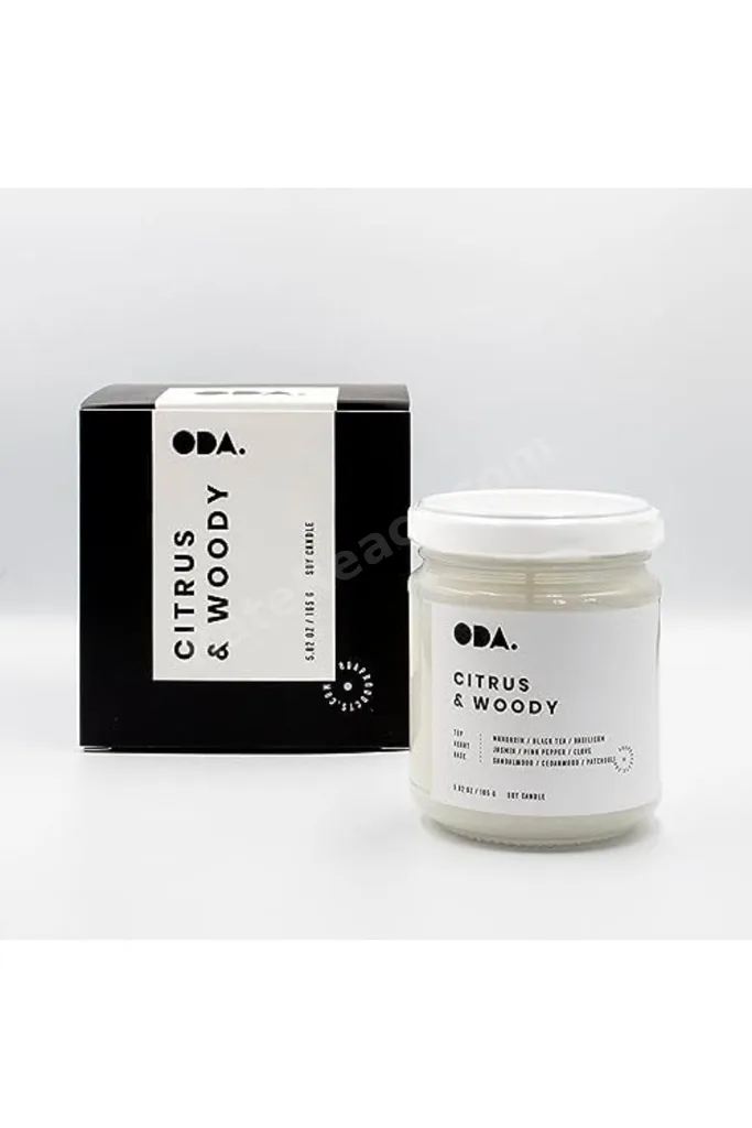 Citrus & Woody - Narenciye & Odunsu Kokulu Dekoratif Beyaz Kapaklı Kavanoz Soya Mumu I 165 gr (Beyaz