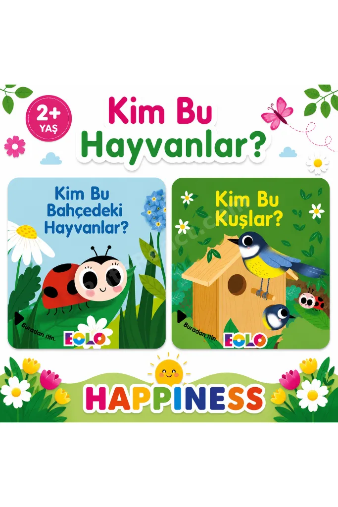 Kim Bu Bahçedeki Hayvanlar? & Kim Bu Kuşlar? 2’li Eğitici Kitap Seti 2+ Yaş