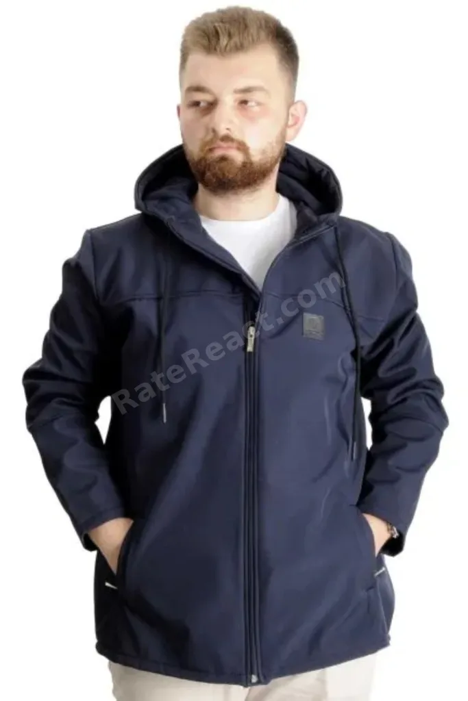 Büyük Beden Erkek Kapüşonlu Mont Waterproof Softshell 21235 Lacivert