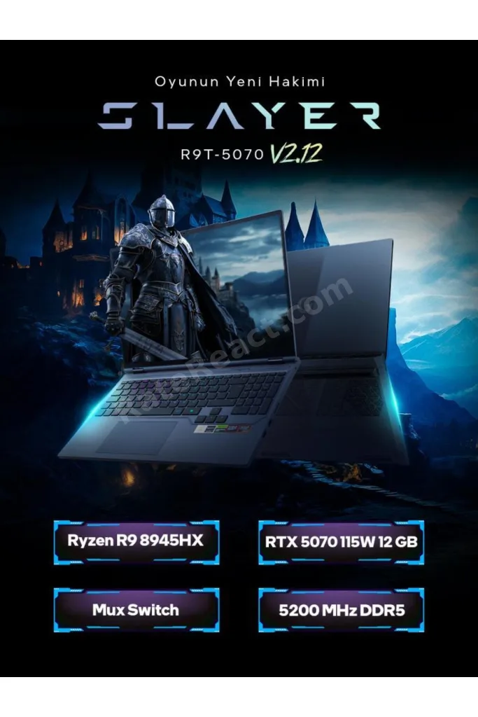Slayer R9T-5070 V2.12 C2 AMD Ryzen 9 8945HX 32GB RAM 2TB SSD RTX5070 16" 300Hz QHD+ IPS F