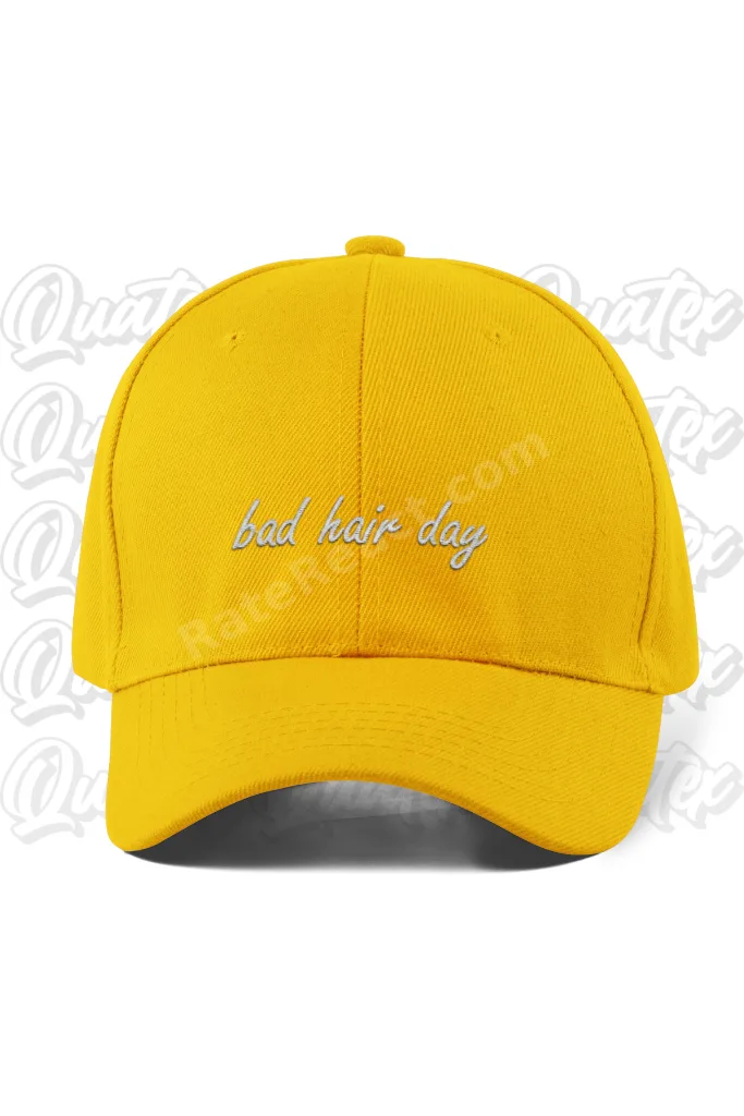 Bad Hair Day Nakışlı Şapka - Sarı Renk %100 Pamuk Gabardin Unisex Model Şapka