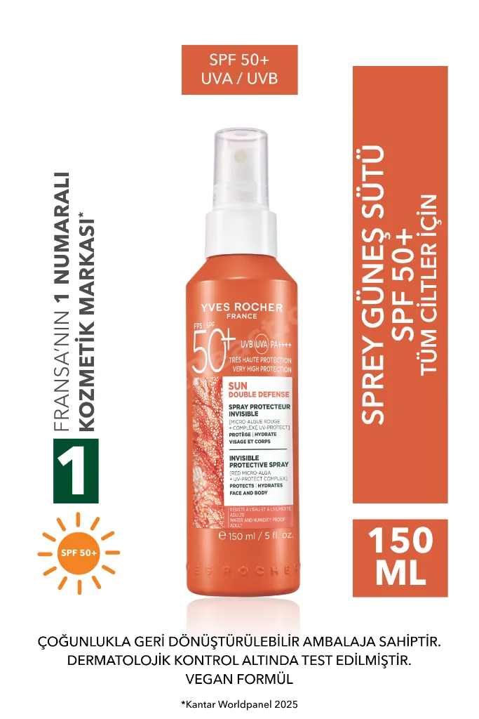 Güneşe Karşı Yüksek Koruma Sağlayan ve Cildini Nemlendirici SPF50 Yüz ve Vücut Güneş Spreyi 150ml