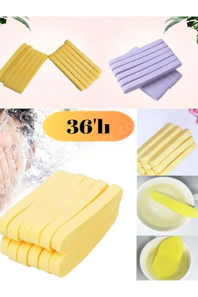 36 Adet Kozmetik Puf Sıkıştırılmış Temizleme Sünger Yüz Temizleme Yıkama Pedi Cilt Bakım Aracı Şık