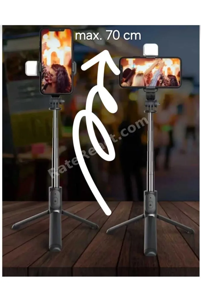 Led Işıklı tripot ve Selfie Çubuğu Bluetooth Kumandalı Kablosuz Selfie Stick 20 cm ile 70 cm