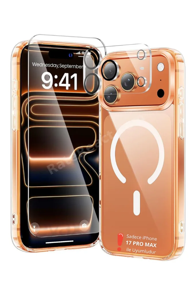 [3'ü 1 Arada] iPhone 17 Pro Max Uyumlu 1 MagSafe Kılıf + 1 Ekran Koruyucu + 1 Kamera Lens Koruyucu