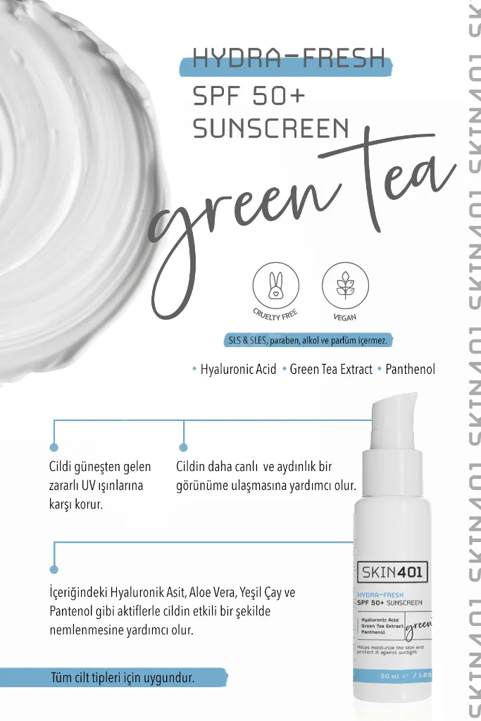 Spf 50 Nemlendirici & Tazeleyici (GREEN TEA HYDRA FRESH) Güneş Kremi 50 ml