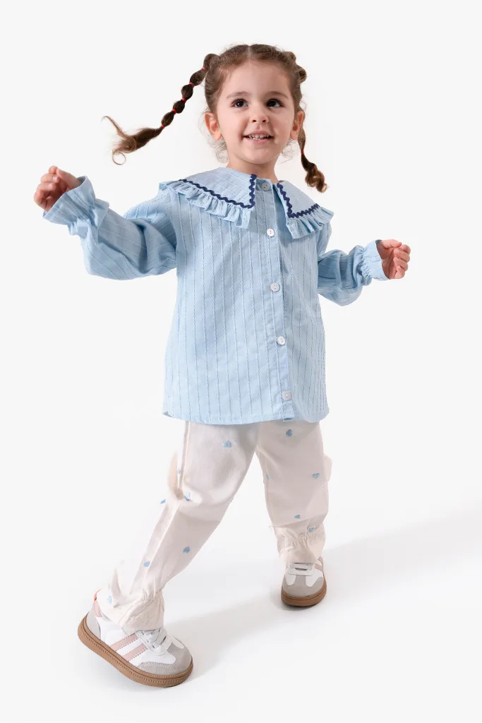 Su Taşı Yaka Detaylı Kız Bebek Alt Üst Takım 9092