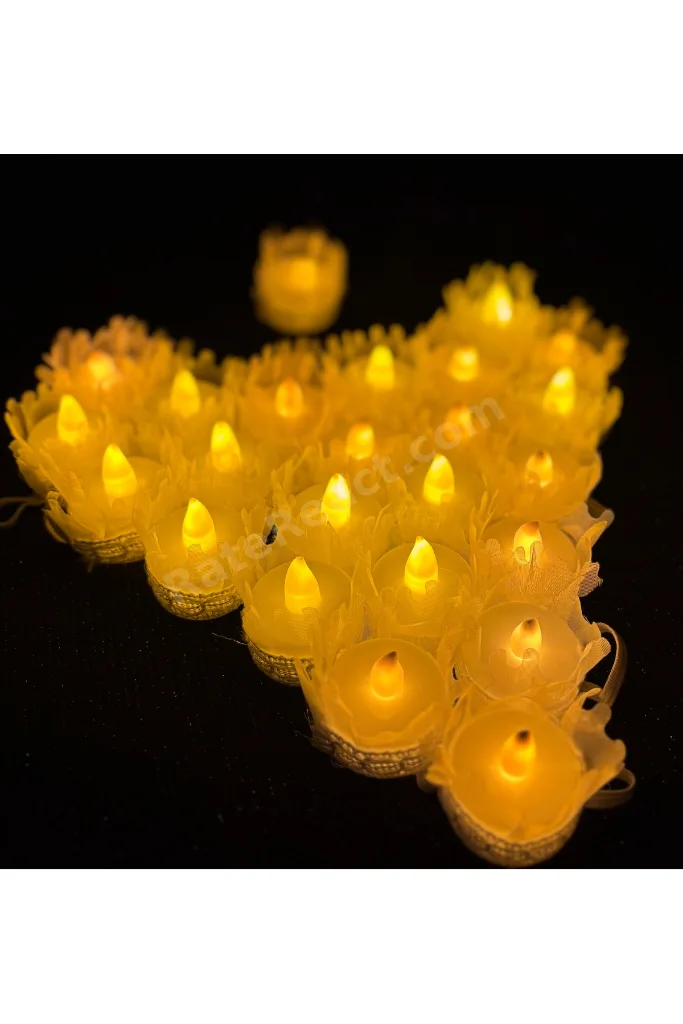 Beyaz Ledli, Işıklı El Mumu, 12 Adet Işıklı Pilli El Mumu, Kına, Düğün, Bride, Bekarlığa Veda