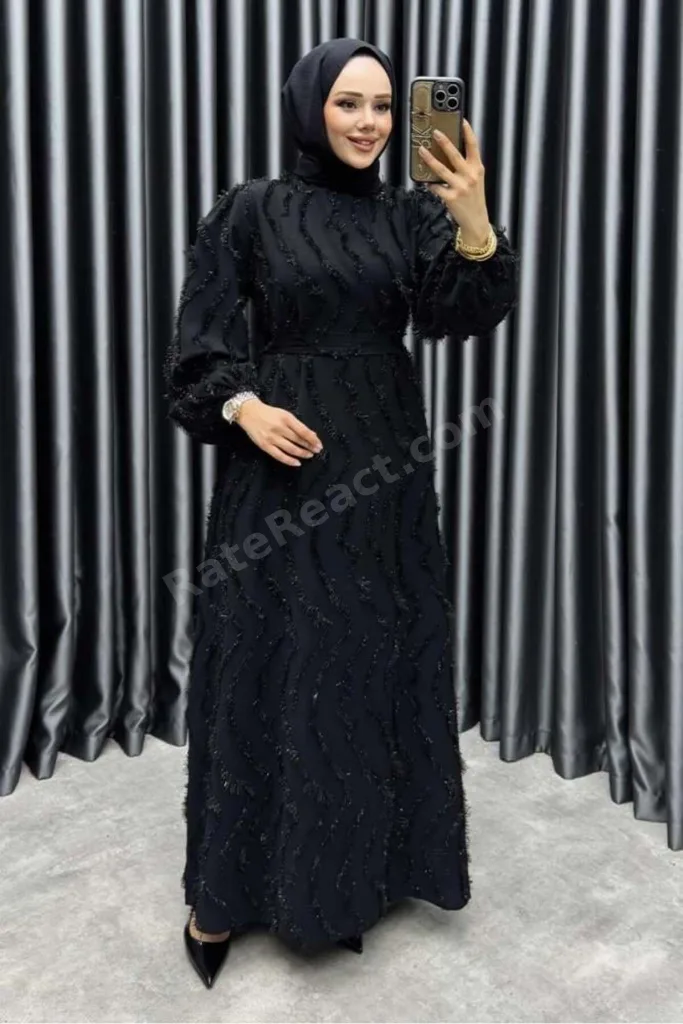 Eliza Püsküllü Elbise 6227 Siyah