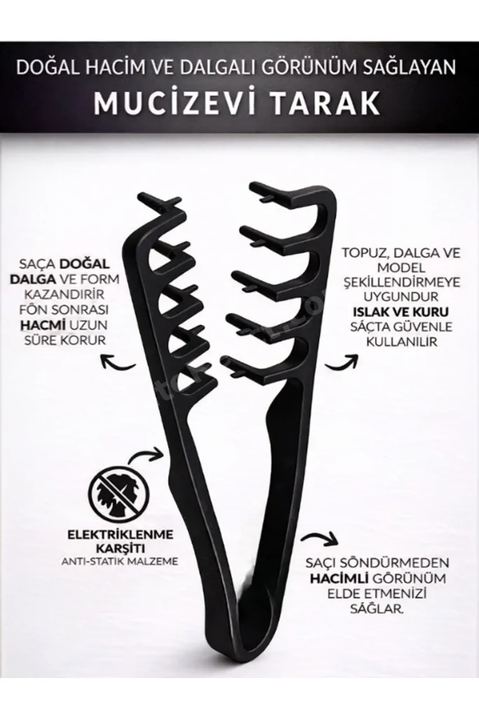 Mucizevi Tarak 3’lü Set Saç Şekillendirici Tarak Seti Hacim Veren Sihirli Tarak Tüm Saç Tipleri İçin