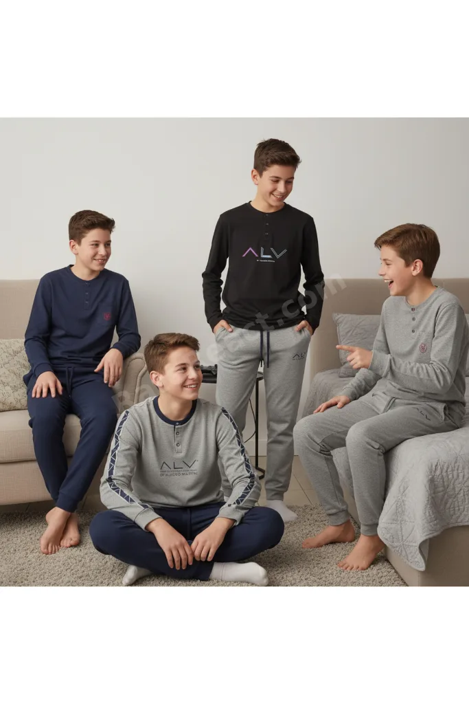 Genç Erkek Pamuklu 4 Adet 2'li Pijama Takımı BB2491