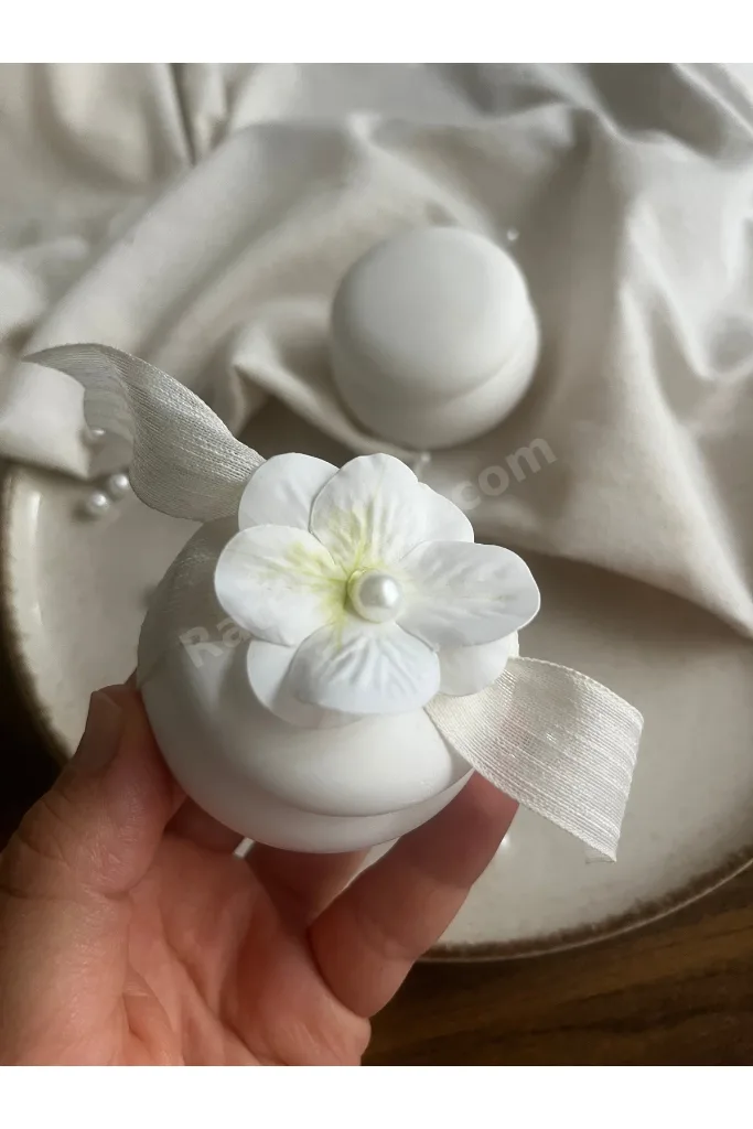 Taştozu çiçek detaylı mum Söz, Nişan, Düğün, Kına, Nikah, Yenidoğan, Mevlit Hediyelik - 10 adet