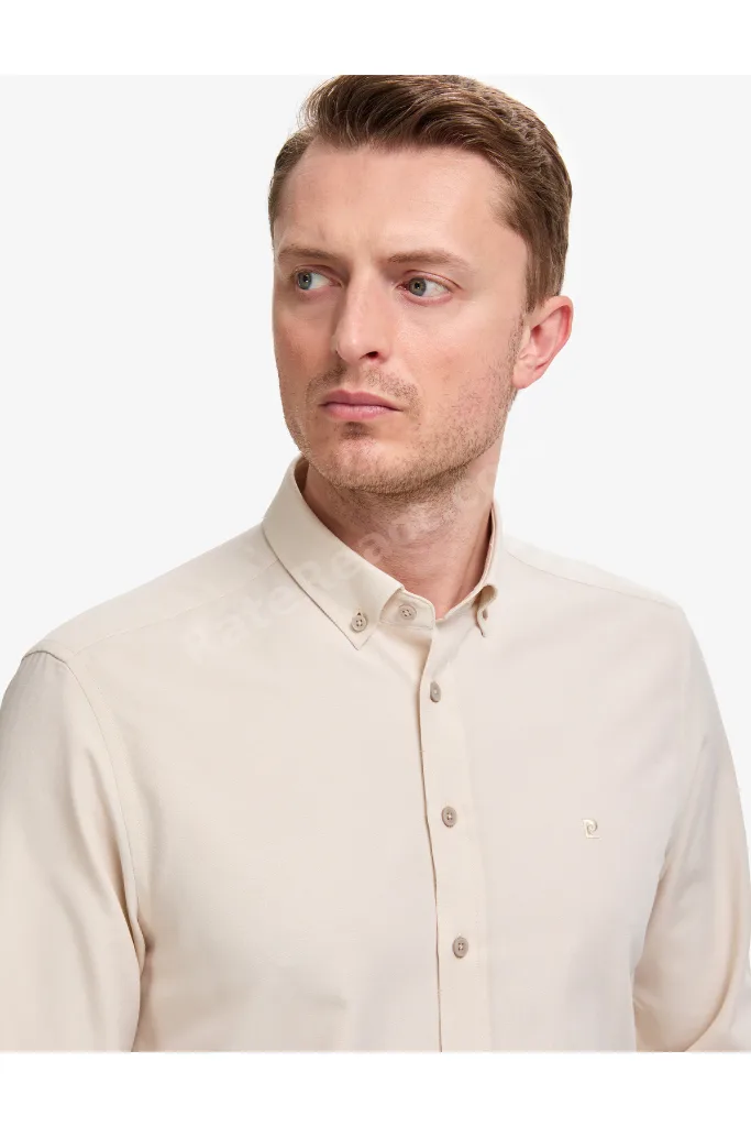 Bej Oxford Slim Fit Kolay Ütülenebilir Gömlek 50325365-VR011