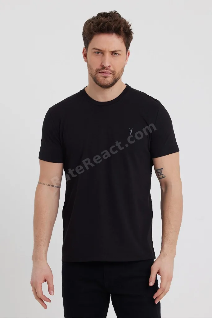 Siyah Standart Kalıp Basic 5'li Paket T-shirt