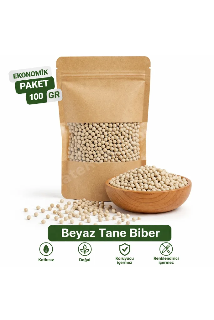 Natvera Beyaz Tane Biber 100 Gr – Doğal Beyaz Karabiber