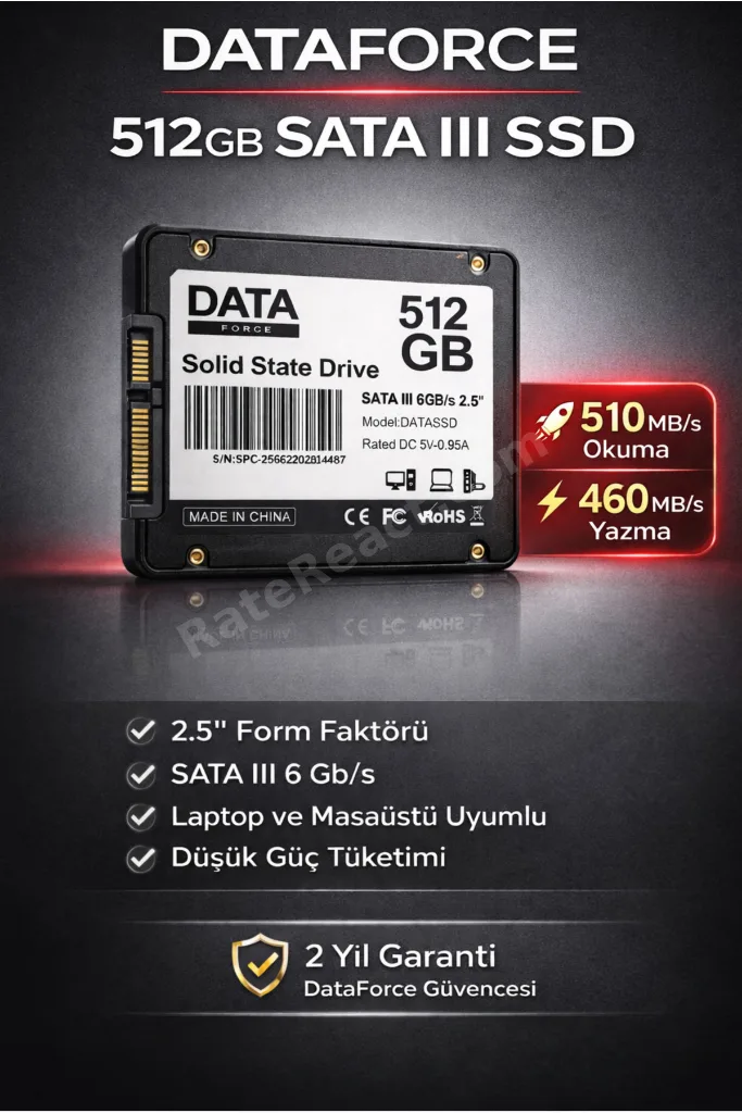 512GB SSD 2.5” SATA III – Hızlı Açılış, Sessiz