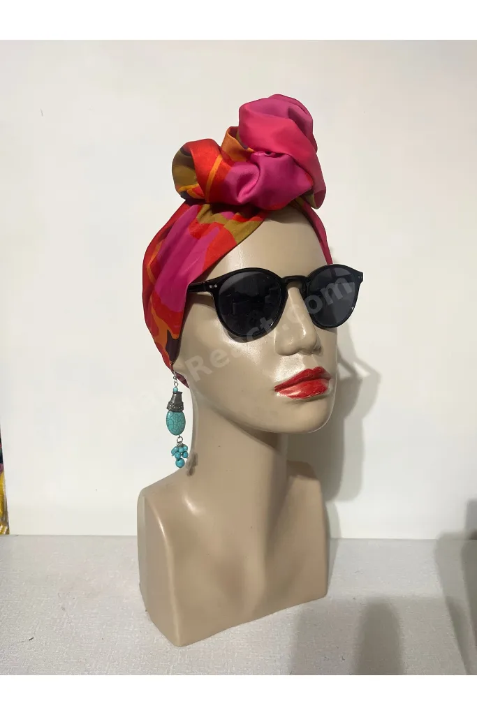 Afrika modeli telli bandana saç aksesuarı kumaş toka