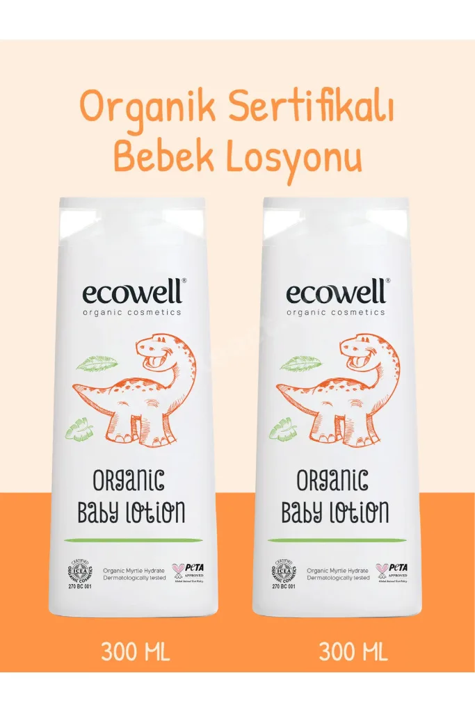 Bebek Yüz & Vücut Losyonu Set, Organik & Vegan Sertifikalı, Nemlendirici Krem, Parabensiz 2x300ml