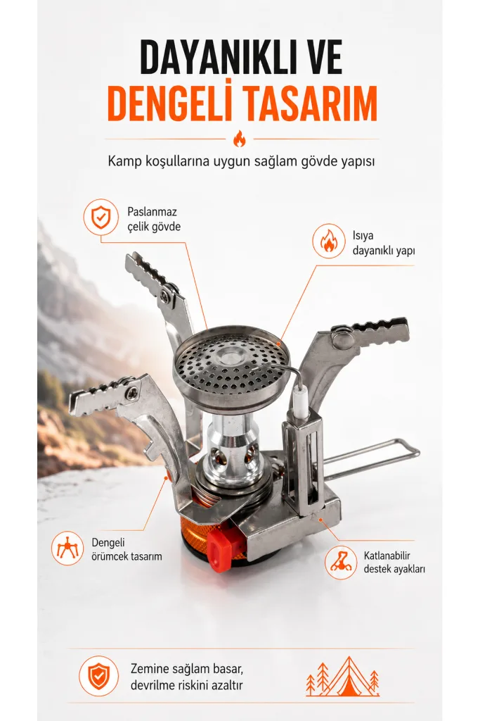Blaze Taşınabilir Kamp Ocağı, Katlanabilir Örümcek Ocak, Kompakt Mini Ocak, Çay Kahve Cezve ve Küçük Tencere Uyumlu