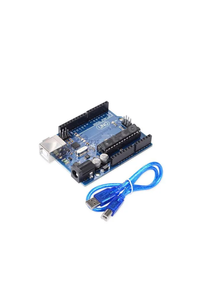Arduino Uno R3 Klon Geliştirme Kartı (DIP / Soketli Versiyon) + USB Bağlantı Kablosu Seti