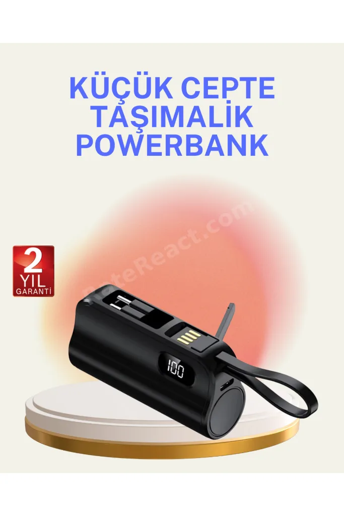 Dahili Konektörlü 20W Hızlı Şarj Mini Taşınabilir Powerbank