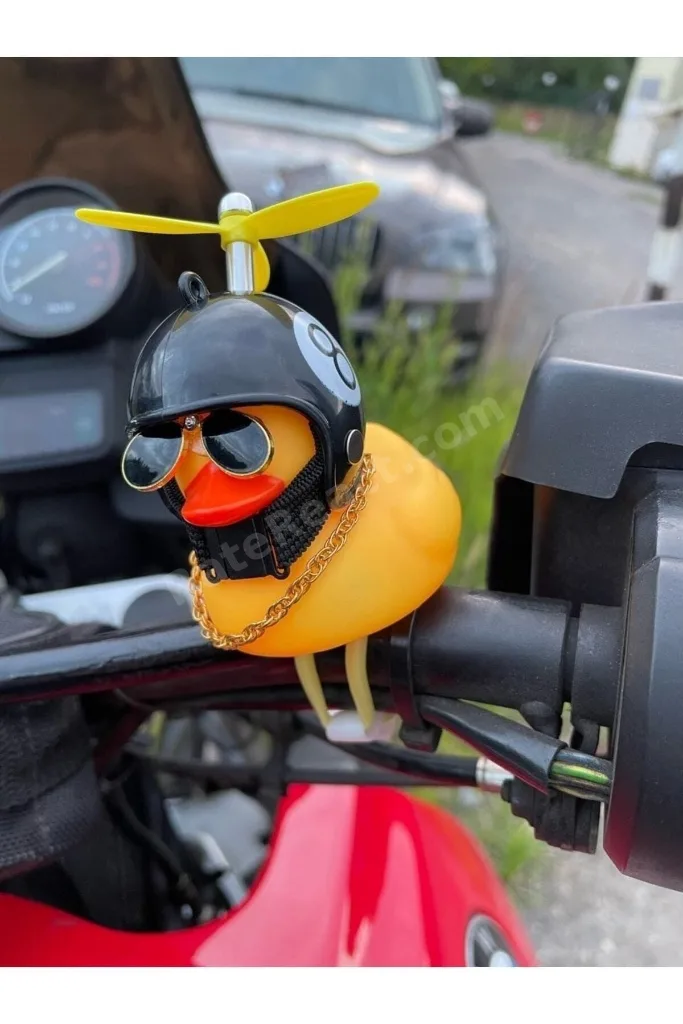Kasklı ördek motosiklet bisiklet araba süsü ışıklı model
