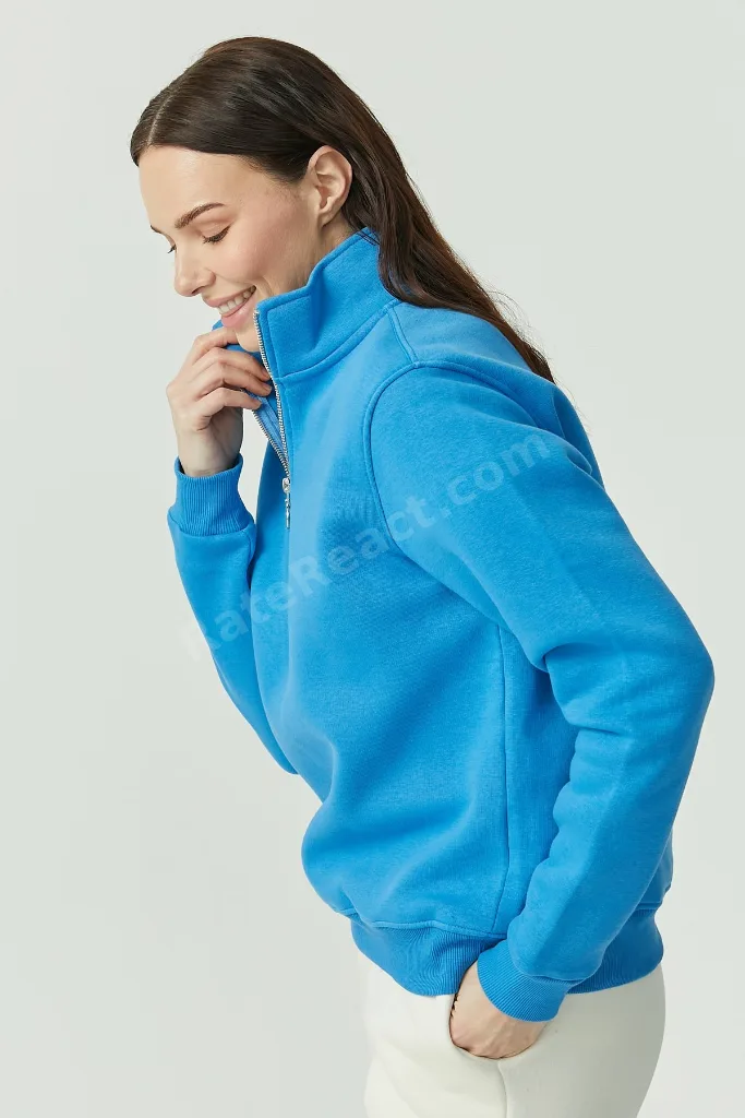 Kadın Yakası Fermuarlı Sweat Üst