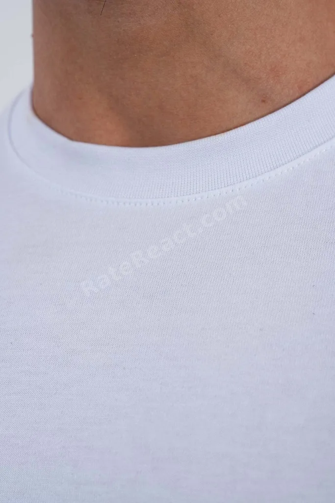 Bisiklet Yaka Beyaz Regular Fit %100 Pamuklu Erkek Tişört