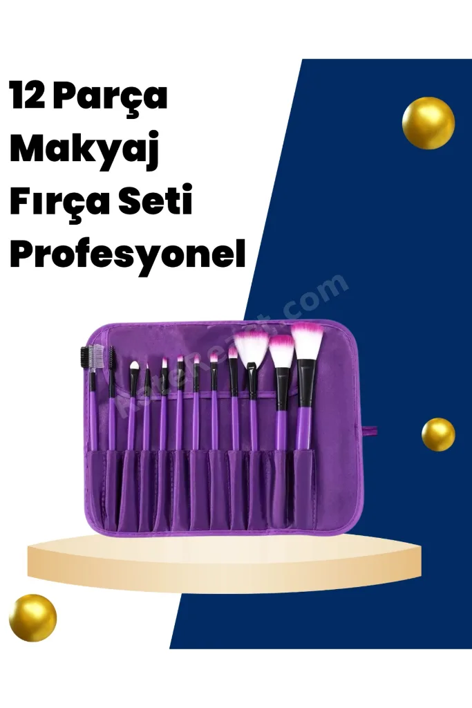 Profesyonel Makyaj Uygulamalarına Özel 12 Parça Kompakt ve Hafif Makyaj Fırça Seti