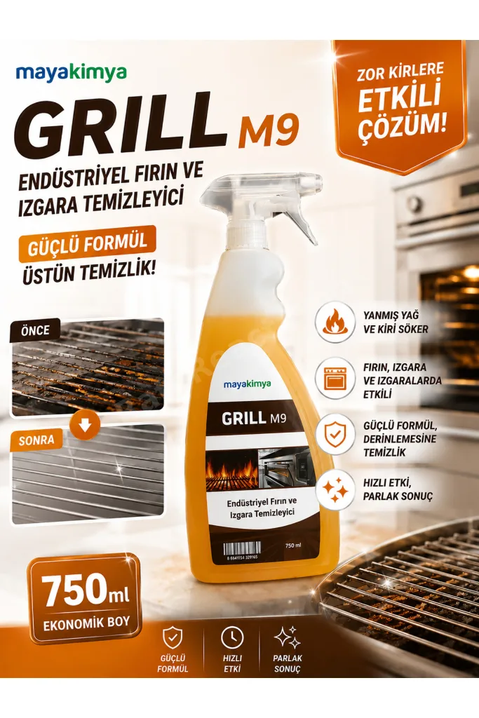 Grill M9 Endüstriyel Fırın, Ocak ve Izgara Yağ Çözücü - 750 ml