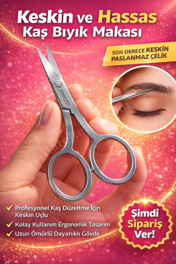 Vmax Paslanmaz Çelik Kaş Bıyık Makası Profesyonel Kaş Düzeltme Makası Hassas Uçlu Kaş Alma Makası 1