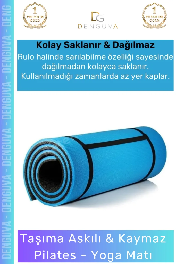 #YogaMinderi Taşıma Askılı Konfor Kamp Pilates Yoga Spor Kaymaz Meditasyon Minderi 16mm Mat