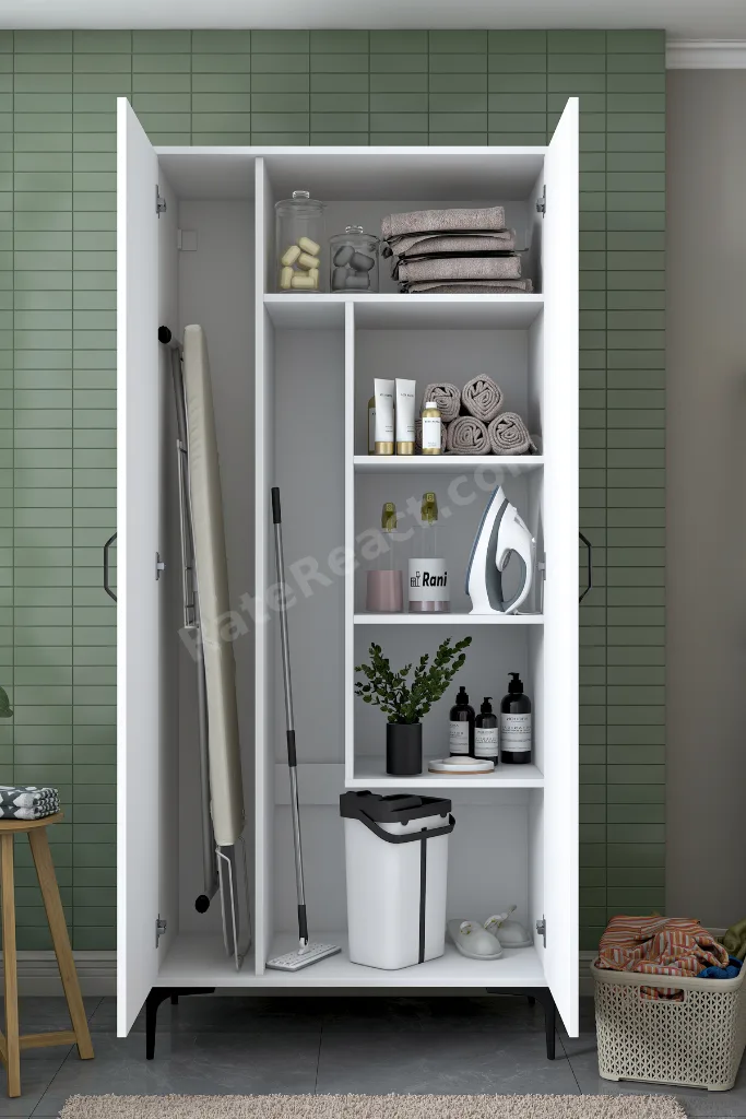 Rani KC104 Banyo Dolabı 2 Kapaklı 4 Raflı Çok Amaçlı Dolap Beyaz