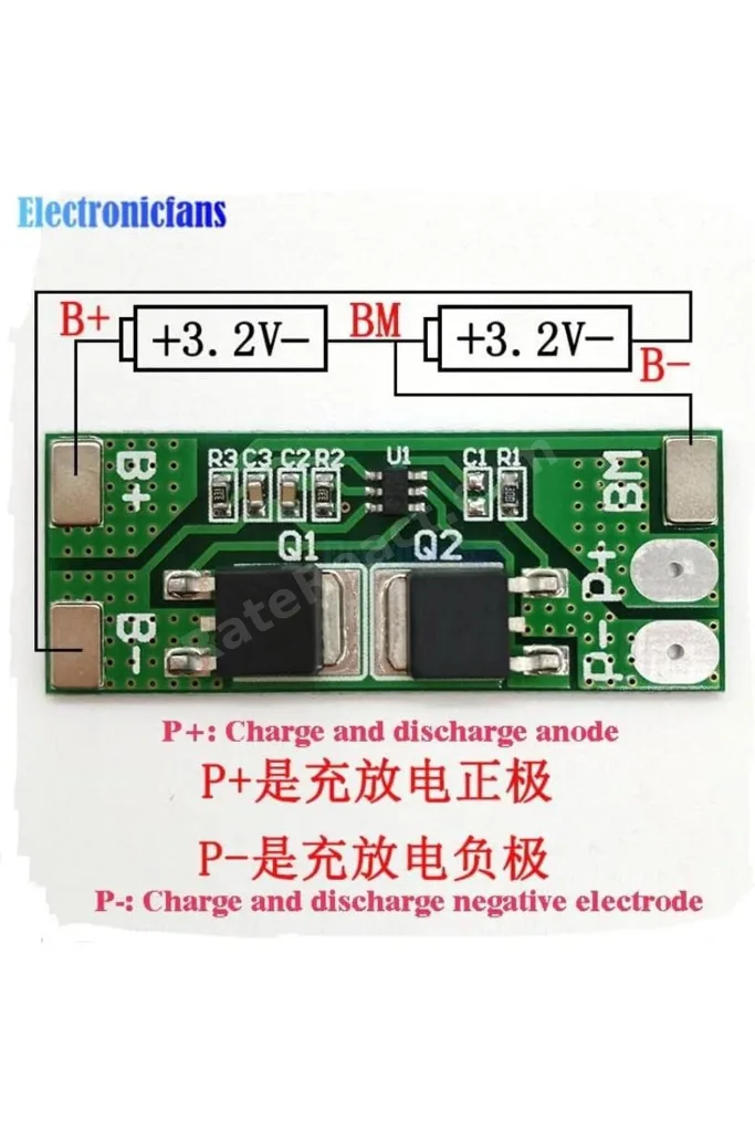 Sanec Bms 2S 8A Li-Ion 6.4V 8.4V Yeşil Vida Konnektörlü 8 Amps 2 Pol 41Mm 3.5Mm