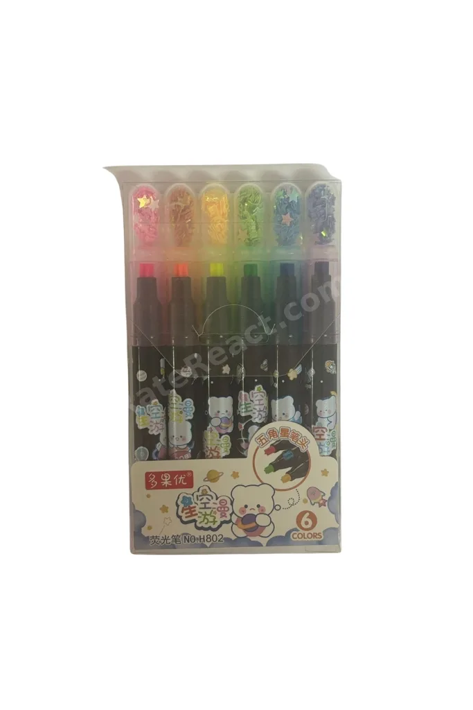 Fosforlu Kalem Yıldız Baskılı 6'lı Paket