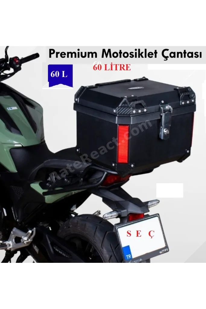 Rexx Topcase Premium 60 Litre ABS Motosiklet Çantası kırılmaz karbon siyah renk