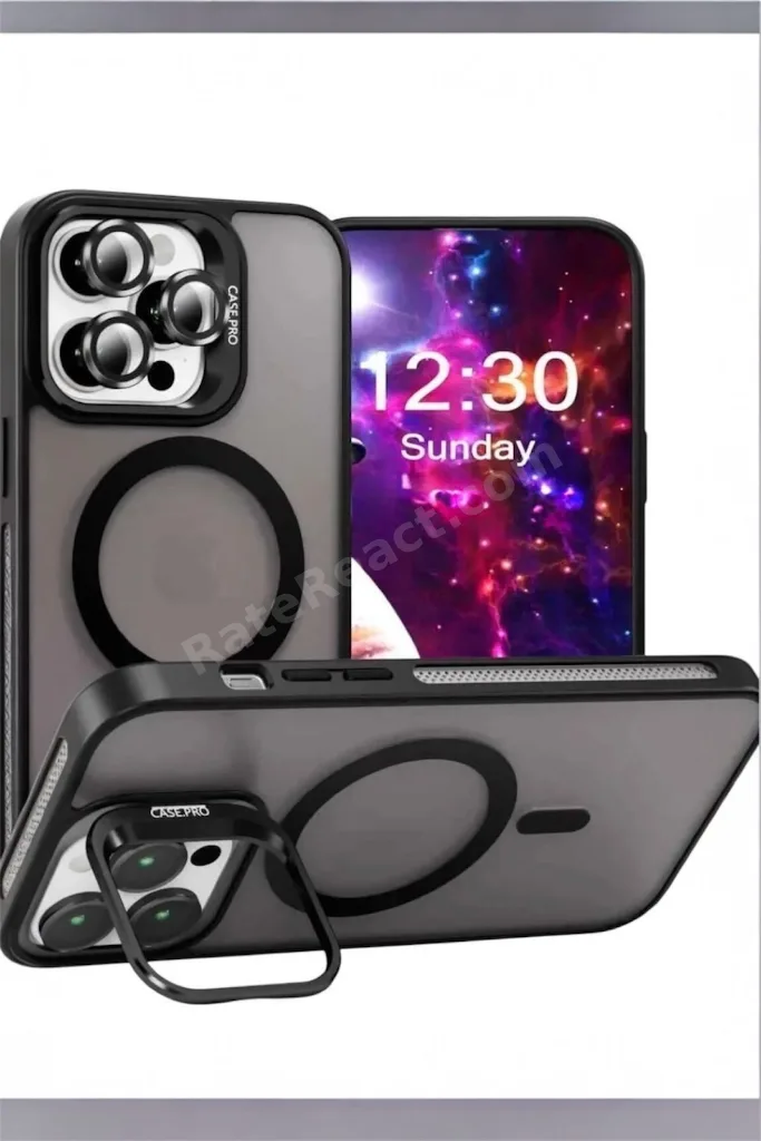 iPhone 14Pro Max Uyumlu Zırh Koruma MagSafe Destekli Standlı Kamera Lens Korumalı Mat Buzlu Şık Kılıf
