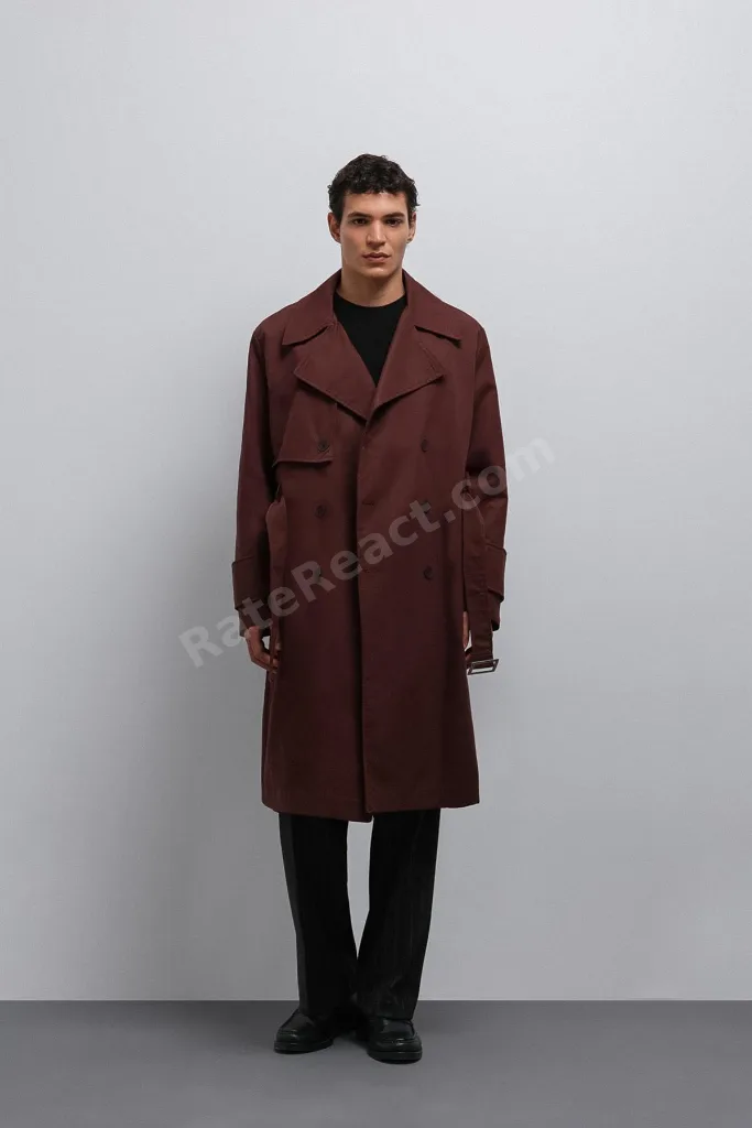 Bordo Relax Fit Erkek Trençkot