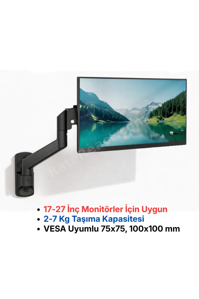 North Bayou Nb F120 Duvar Monitör TV Askı Aparatı Tutucu Kolu Su Terazili 17-27 inç Hareketli