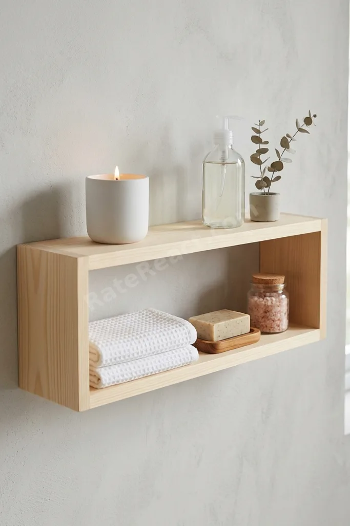 Dekoratif Dikdörtgen Raf Doğal Çam Ağacı (Yükseklik 50 cm X Genişlik 15 cm X Derinlik 8 cm) - renk:N