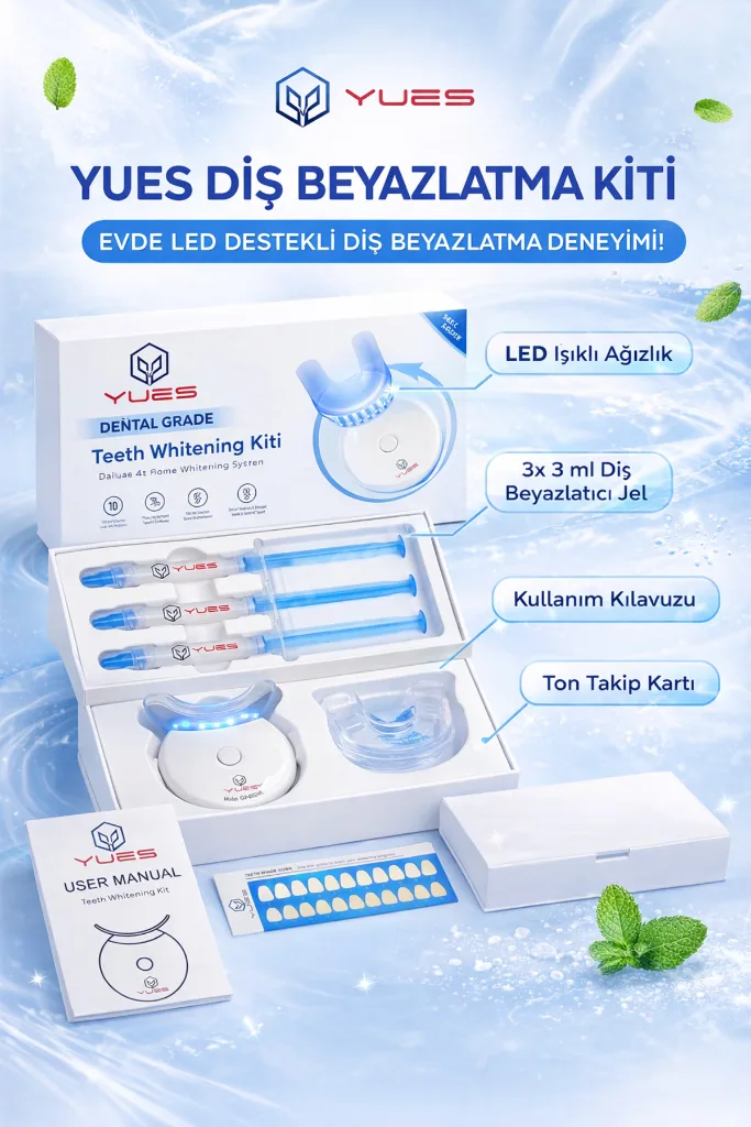 Diş Beyazlatıcı Set 5 LED Işıklı Diş Beyazlatma Kiti 3x3 ml Jel Kalem