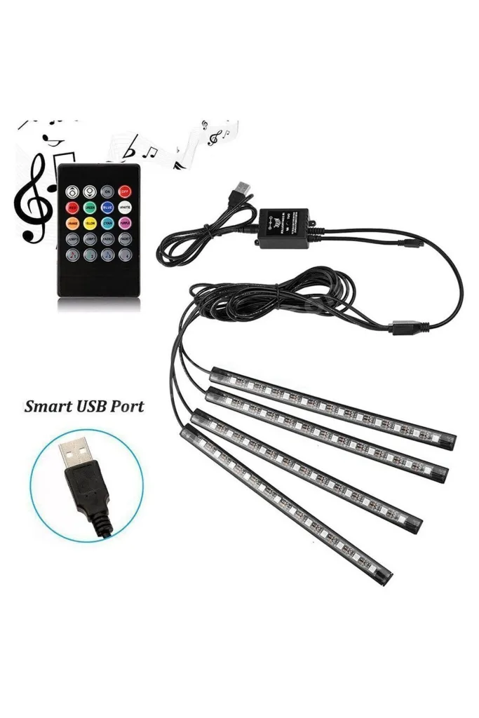 Usb Girişli Led Ayak Altı Led Sese Ve Müziğe Duyarlı Kumandalı