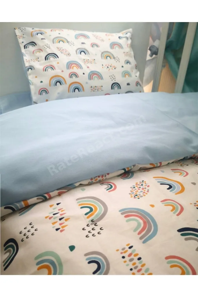 Bebek Çocuk Nevresim Takımı 70x110 Park Beşik Için Gökkuşağı Mavi