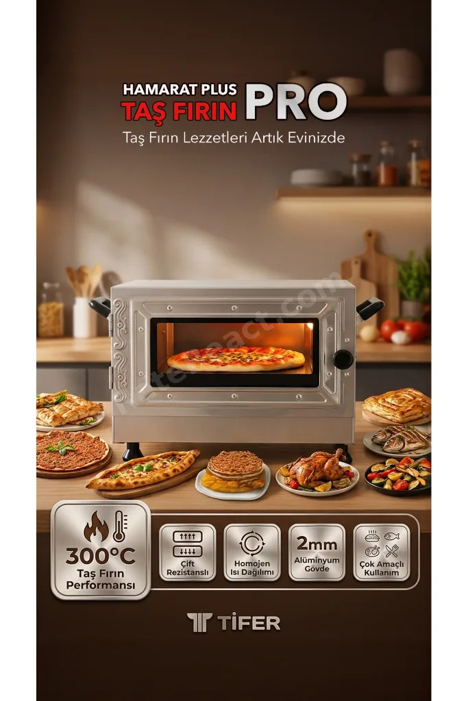 Hamarat Plus PRO Elektrikli Çift Rezistanslı Taş Fırın Bazlama, Pizza, Pide ve Lahmacun Fırını