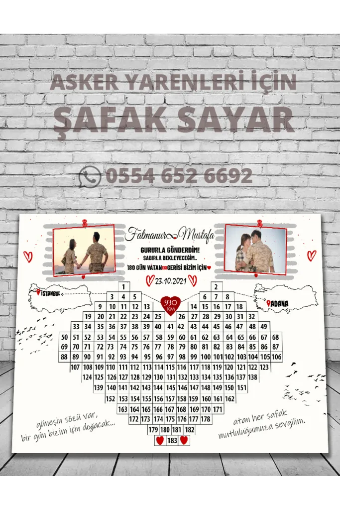 Asker Şafak Sayar Takvimi (KALIN BÜYÜK BOY ÇERÇEVESİZ)