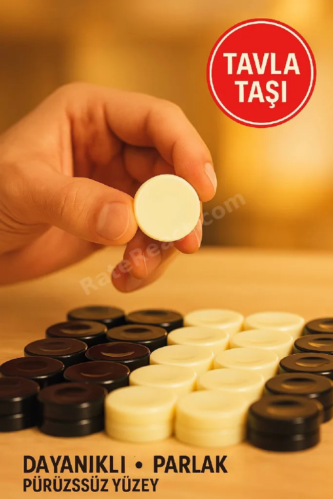 Akrilik Tavla Taşı Seti – 30 Adet Parlak, Dayanıklı ve Standart Ölçü Siyah Beyaz Pul Takımı