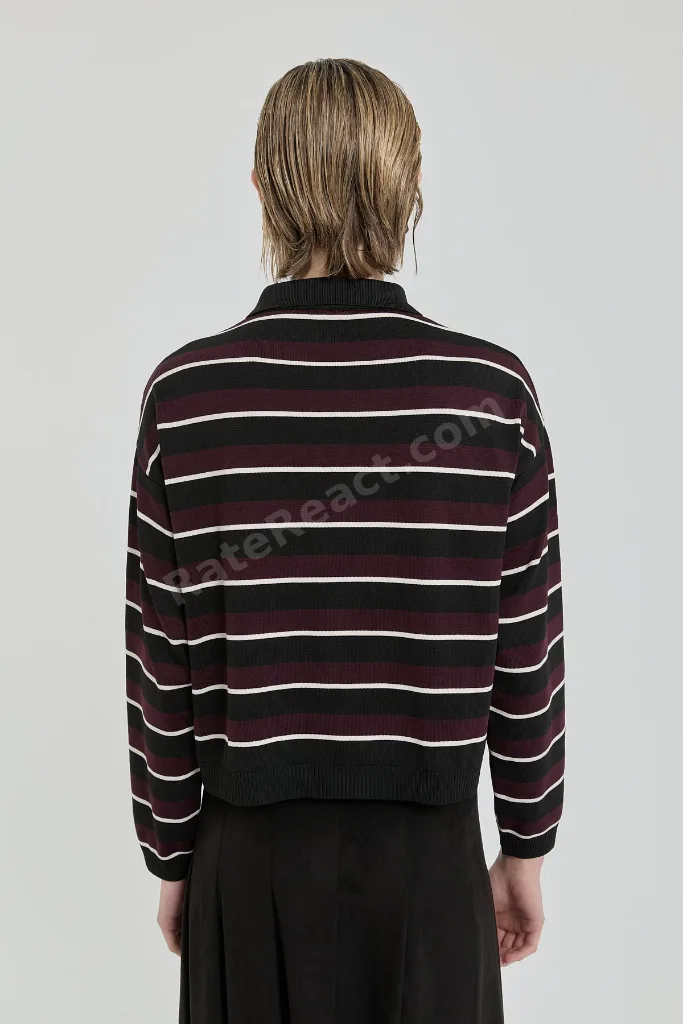 Polo Yaka Crop Kazak - Siyah