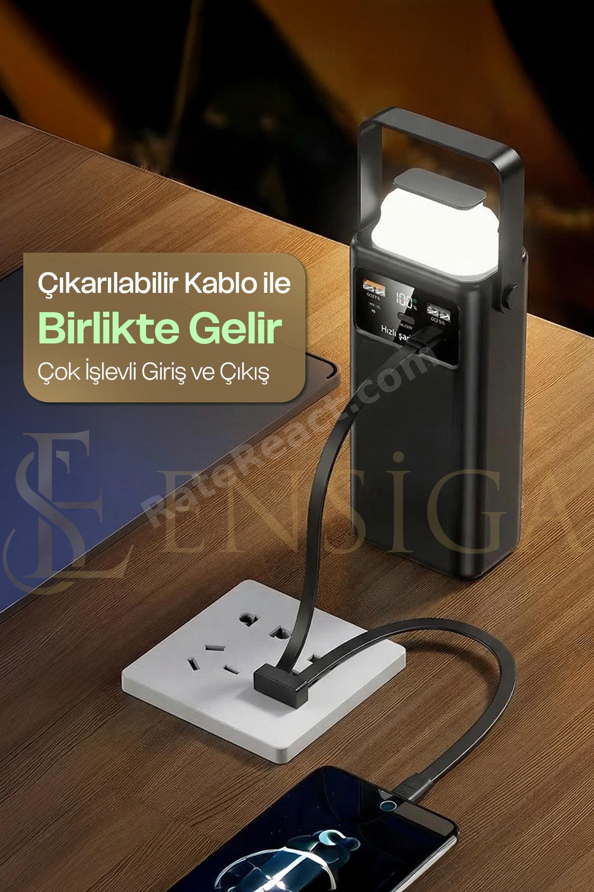 Hızlı Şarjlı Powerbank 30000mAh 22.5W Dahili Kablolu 2x USB Outdoor Taşınabilir