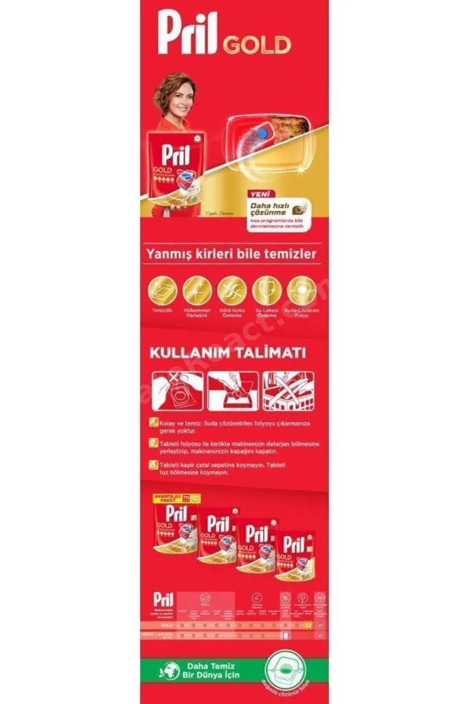 Gold 280 Yıkama Bulaşık Makinesi Deterjanı Tableti (4 x 70'li Paket)